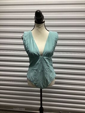 J.Crew Plunge V-Neck One-Piece Swimsuit, Mint, Size 16 NWOT
